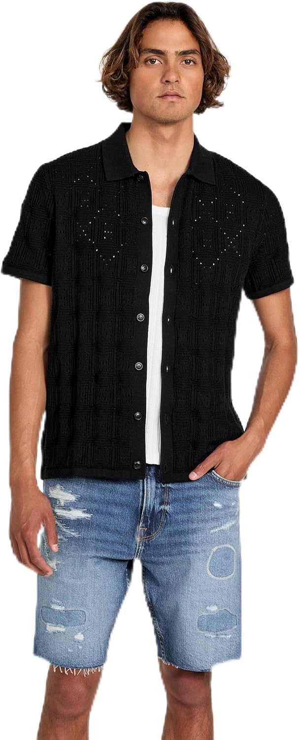 GUESS мужская короткая рубашка Topanga Pointelle на пуговицах, Black
GUESS мужская короткая рубашка Topanga Pointelle на пуговицах, Black