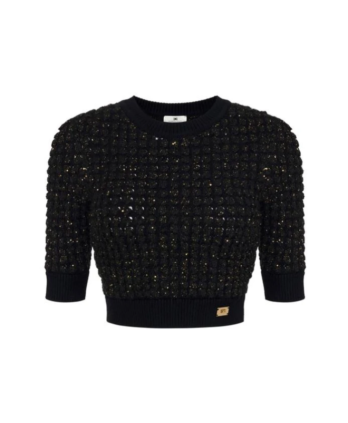Вязаный топ Bouclã с пайетками Elisabetta Franchi, черный
Вязаный топ Bouclã с пайетками Elisabetta Franchi, черный