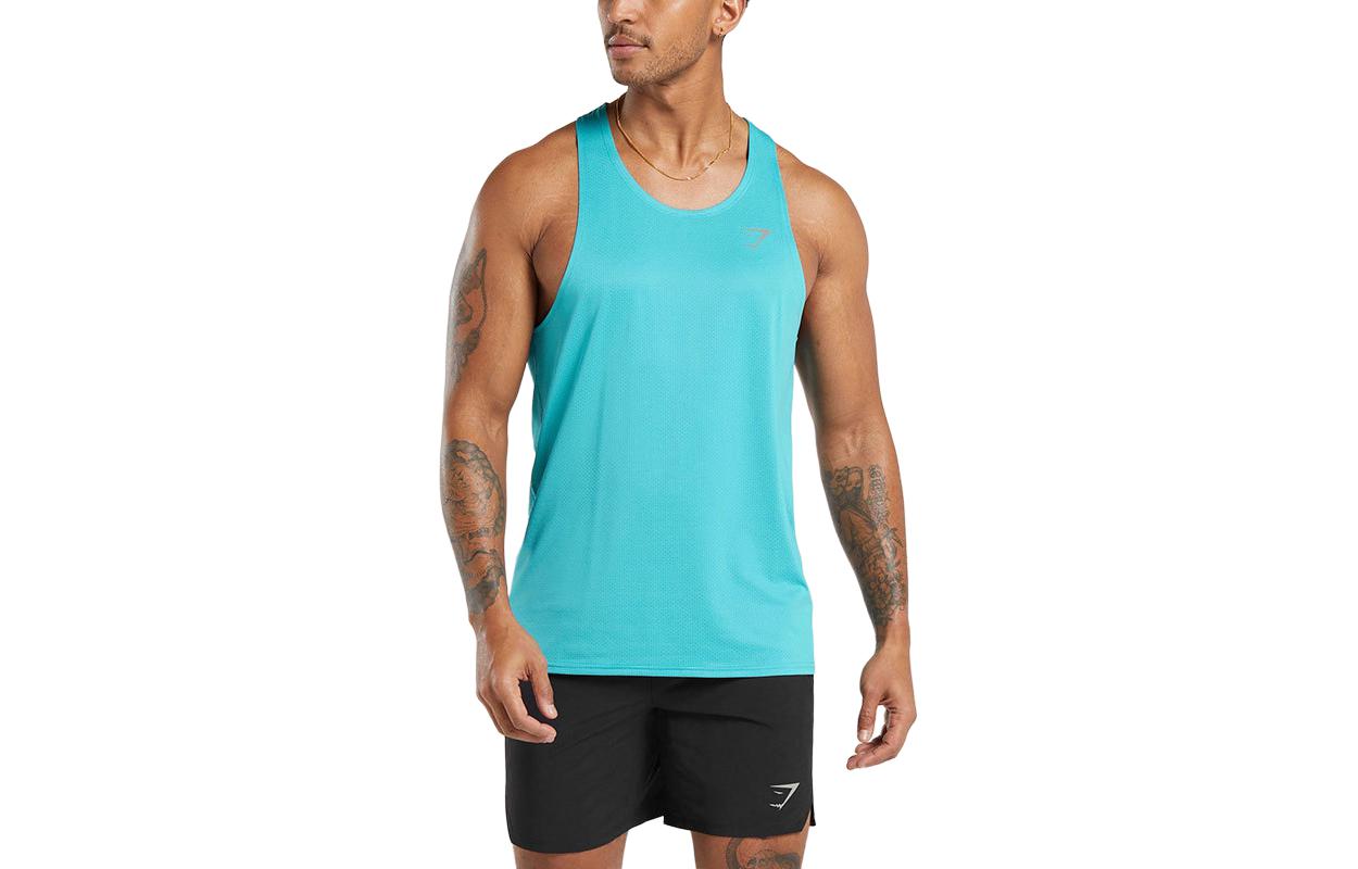 Мужской топ цвета циан GYMSHARK
Мужской топ цвета циан GYMSHARK