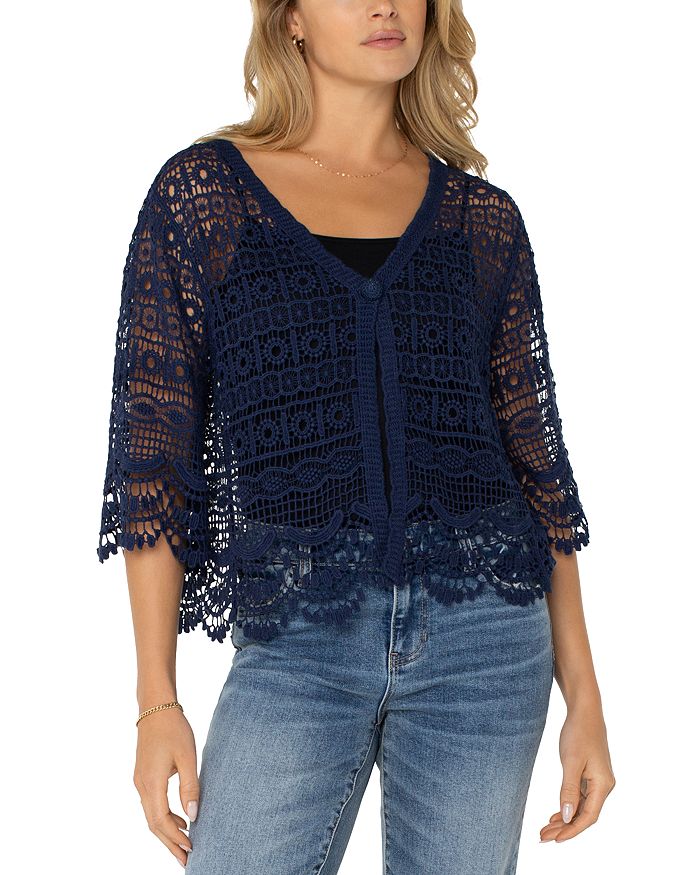 Вязаный болеро с воланом Liverpool Los Angeles, синий
Вязаный болеро с воланом Liverpool Los Angeles, синий