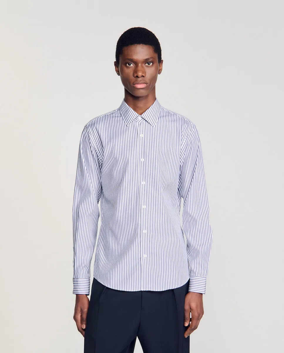 Мужская рубашка в полоску Sandro, синий 
Мужская рубашка в полоску Sandro, синий