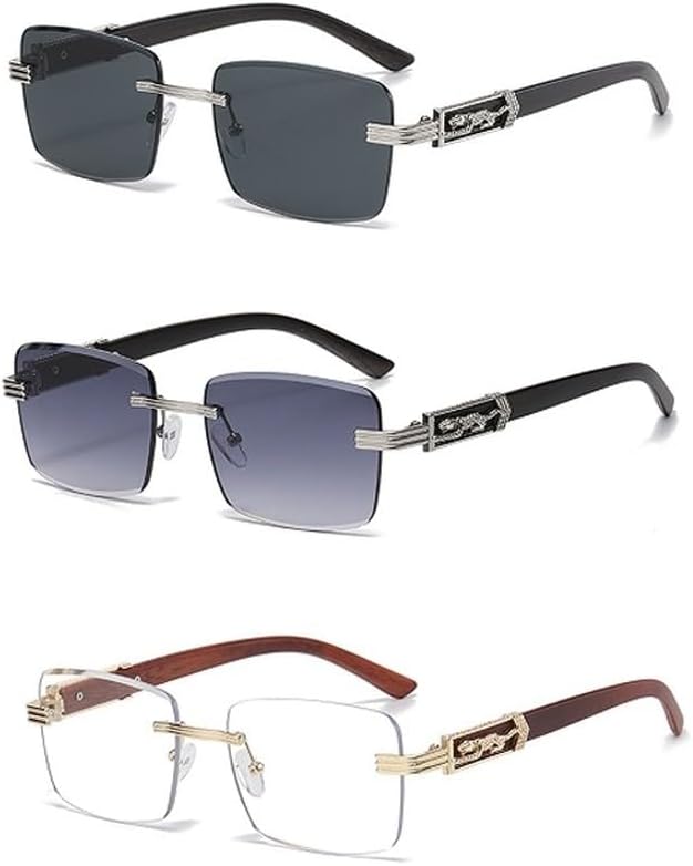 Декоративные солнцезащитные очки с имитацией древесной текстуры и рисунком гепарда, красочные ретро-очки без оправы квадратной формы с металлическим каркасом и изображением головы леопарда GHVWYX, 3pcs Blackgreywhite
Декоративные солнцезащитные очки с имитацией древесной текстуры и рисунком гепарда, красочные ретро-очки без оправы квадратной формы с металлическим каркасом и изображением головы леопарда GHVWYX, 3pcs Blackgreywhite