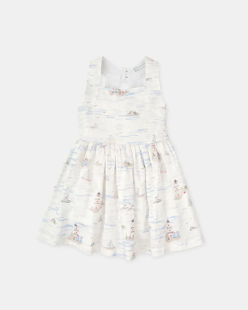 Платье для девочки без рукавов с матросским принтом Tutto Piccolo, бежевый
Платье для девочки без рукавов с матросским принтом Tutto Piccolo, бежевый