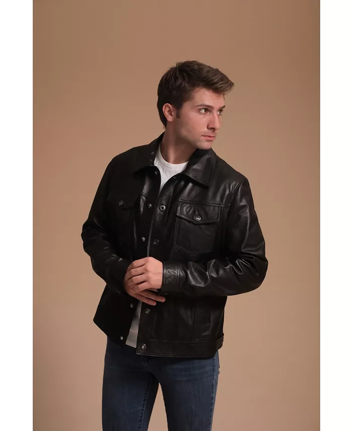Мужская кожаная куртка, черная Furniq UK, черный 
Мужская кожаная куртка, черная Furniq UK, черный