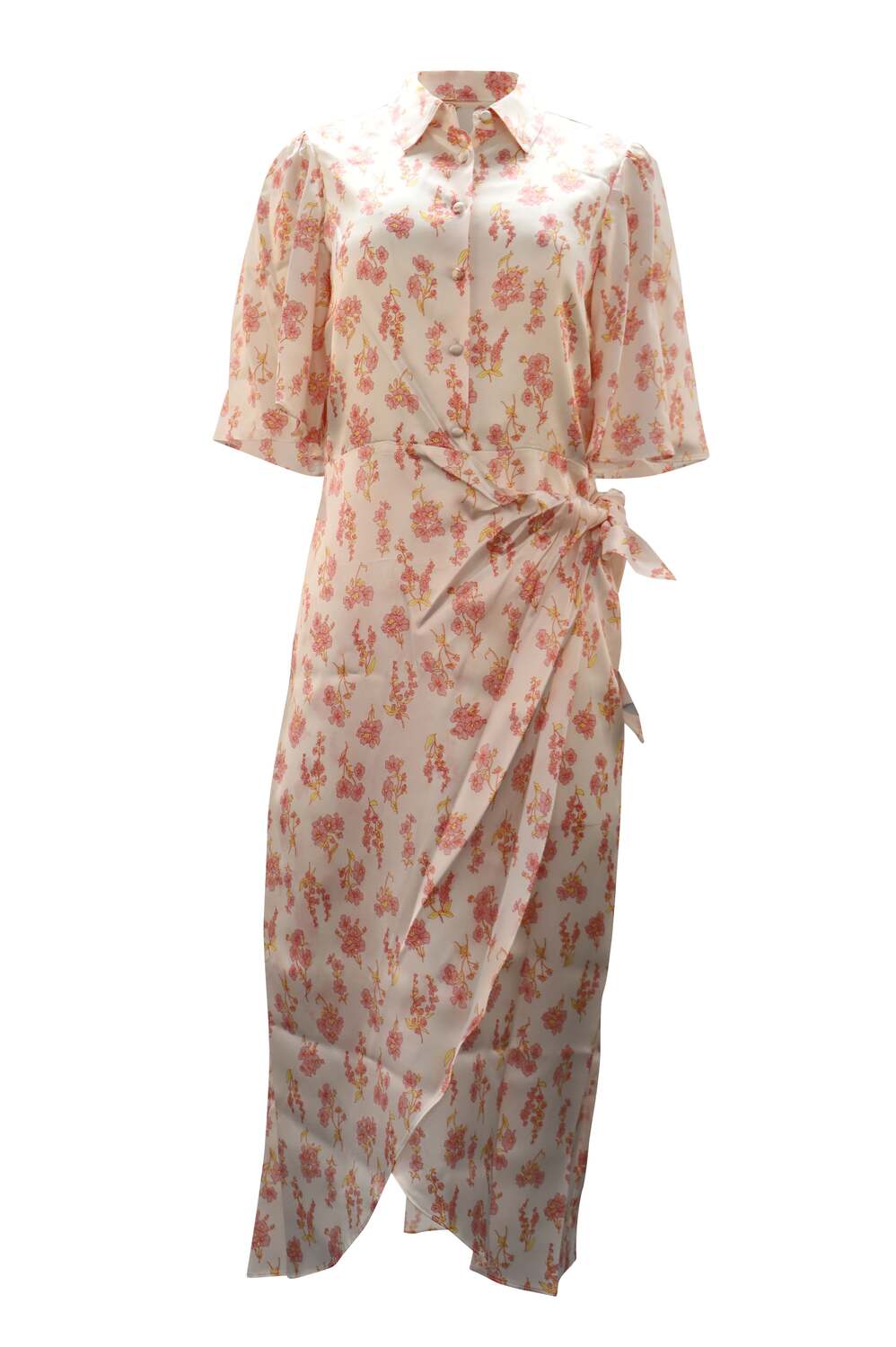 Белое шелковое миди-платье с цветочным принтом и запахом Les Rêveries
Белое шелковое миди-платье с цветочным принтом и запахом Les Rêveries