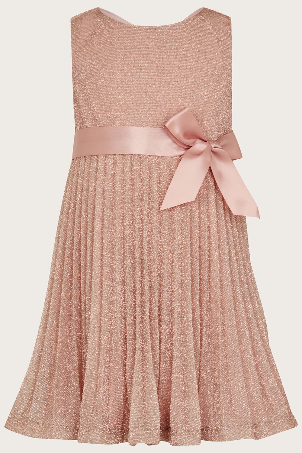 Детское платье из органзы натурального каннского цвета с декоративными рюшами Monsoon