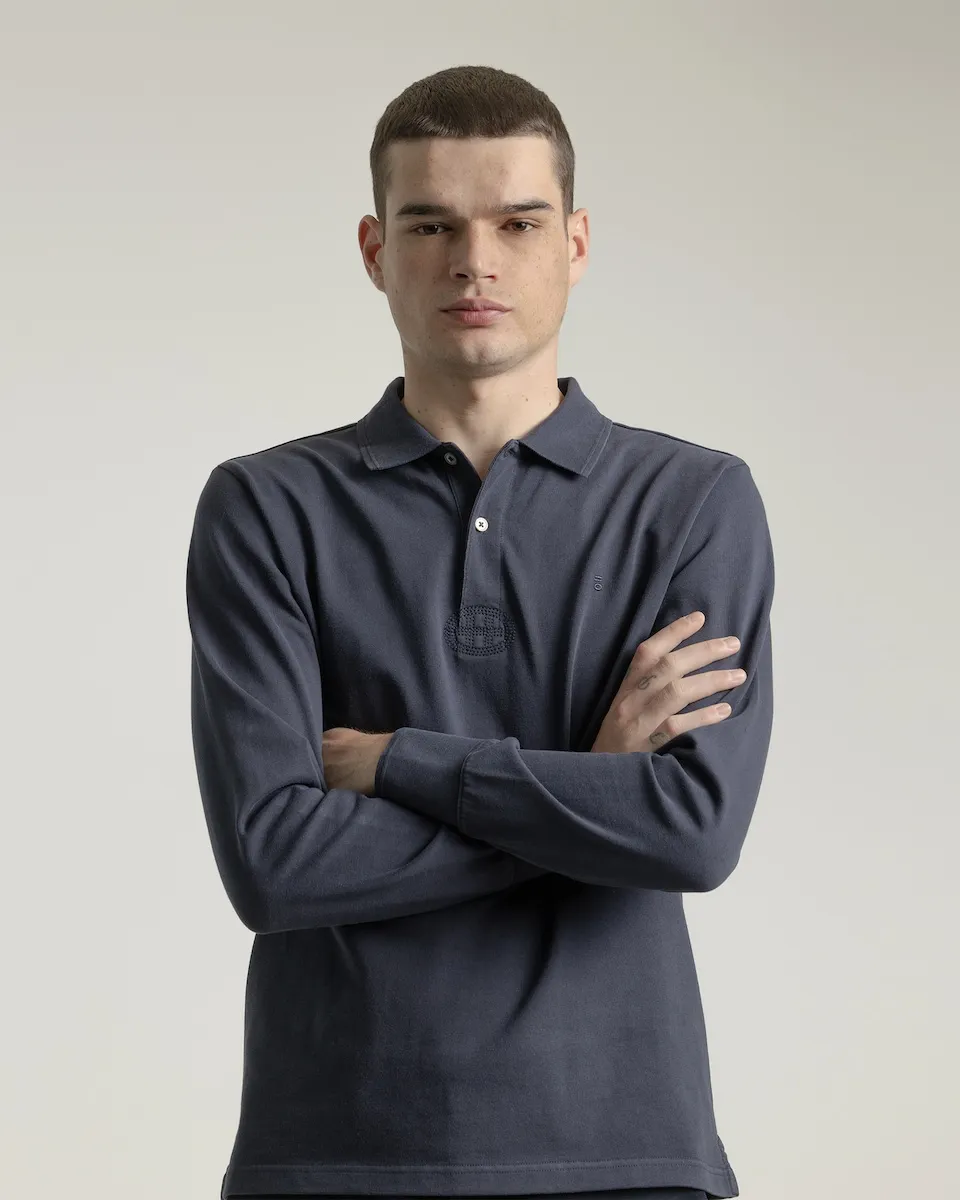 Мужская однотонная рубашка поло с длинным рукавом PuroEgo, темно-синий
Мужская однотонная рубашка поло с длинным рукавом PuroEgo, темно-синий
