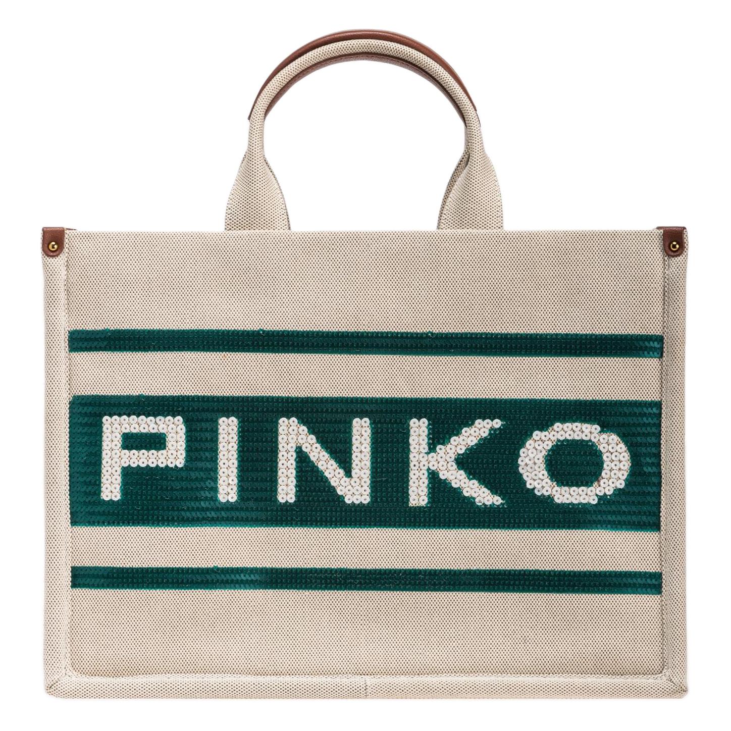 PINKO Хлопковая женская сумка через плечо бело-зеленая
PINKO Хлопковая женская сумка через плечо бело-зеленая