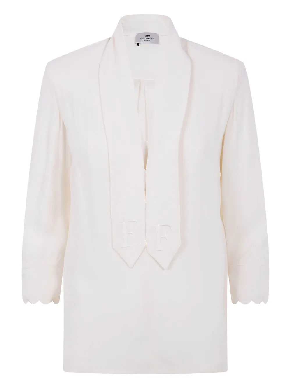 Блузка с вышитым краем и фестончатым узором Elisabetta Franchi, белый
Блузка с вышитым краем и фестончатым узором Elisabetta Franchi, белый