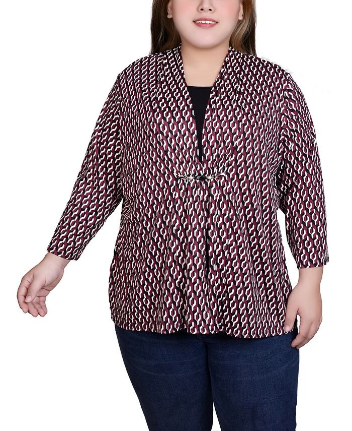 Топ больших размеров с объемным принтом и рукавами 3/4 2-Fer NY Collection, цвет Maroon Black Geo
Топ больших размеров с объемным принтом и рукавами 3/4 2-Fer NY Collection, цвет Maroon Black Geo