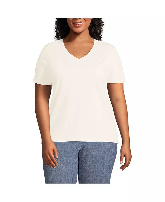 Свободная хлопковая футболка с v-образным вырезом больших размеров Supima Lands' End, белый
Свободная хлопковая футболка с v-образным вырезом больших размеров Supima Lands' End, белый