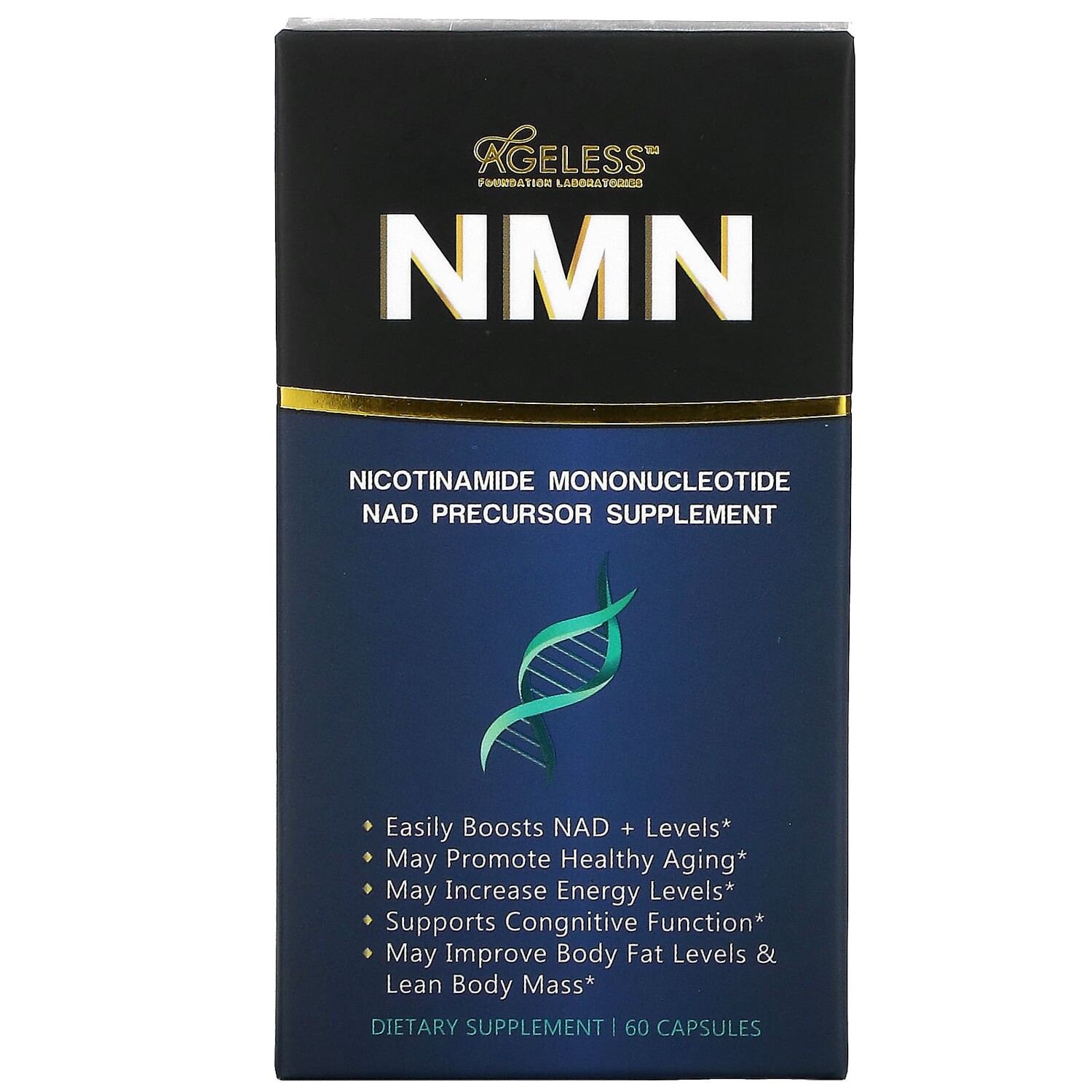 Ageless Foundation Laboratories NMN Никотинамид-мононуклеотидная добавка-предшественник НАД 60 капсул
Ageless Foundation Laboratories NMN Никотинамид-мононуклеотидная добавка-предшественник НАД 60 капсул