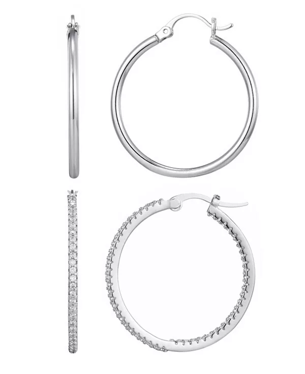 Комплект из серебряных серег-колец с фианитами в виде бесконечности и простых серег Adornia, silver
Комплект из серебряных серег-колец с фианитами в виде бесконечности и простых серег Adornia, silver