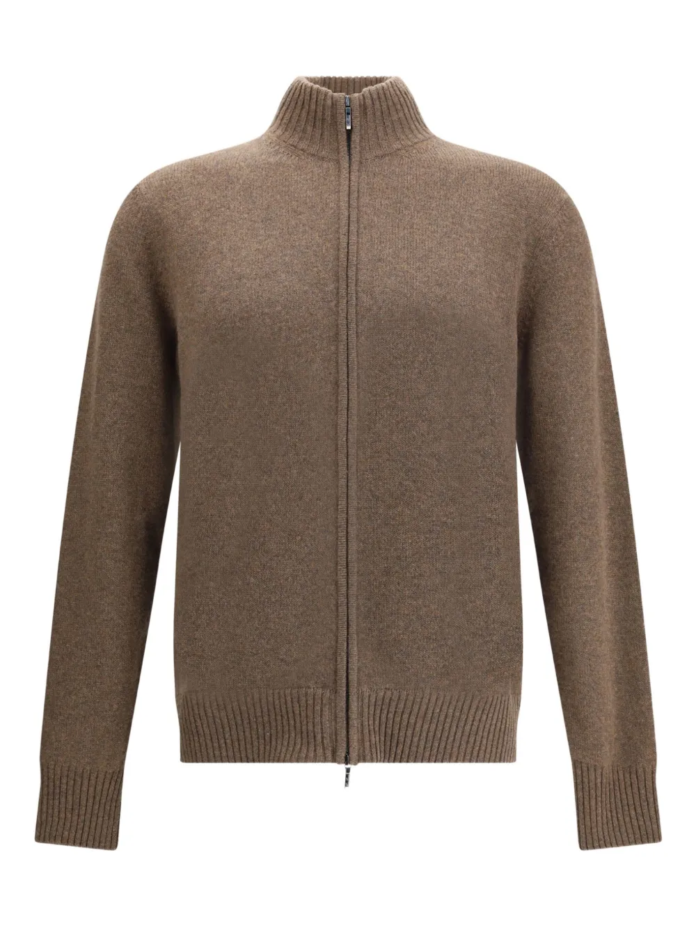 Кардиган с высоким воротником и застежкой-молнией спереди Loro Piana, коричневый 
Кардиган с высоким воротником и застежкой-молнией спереди Loro Piana, коричневый