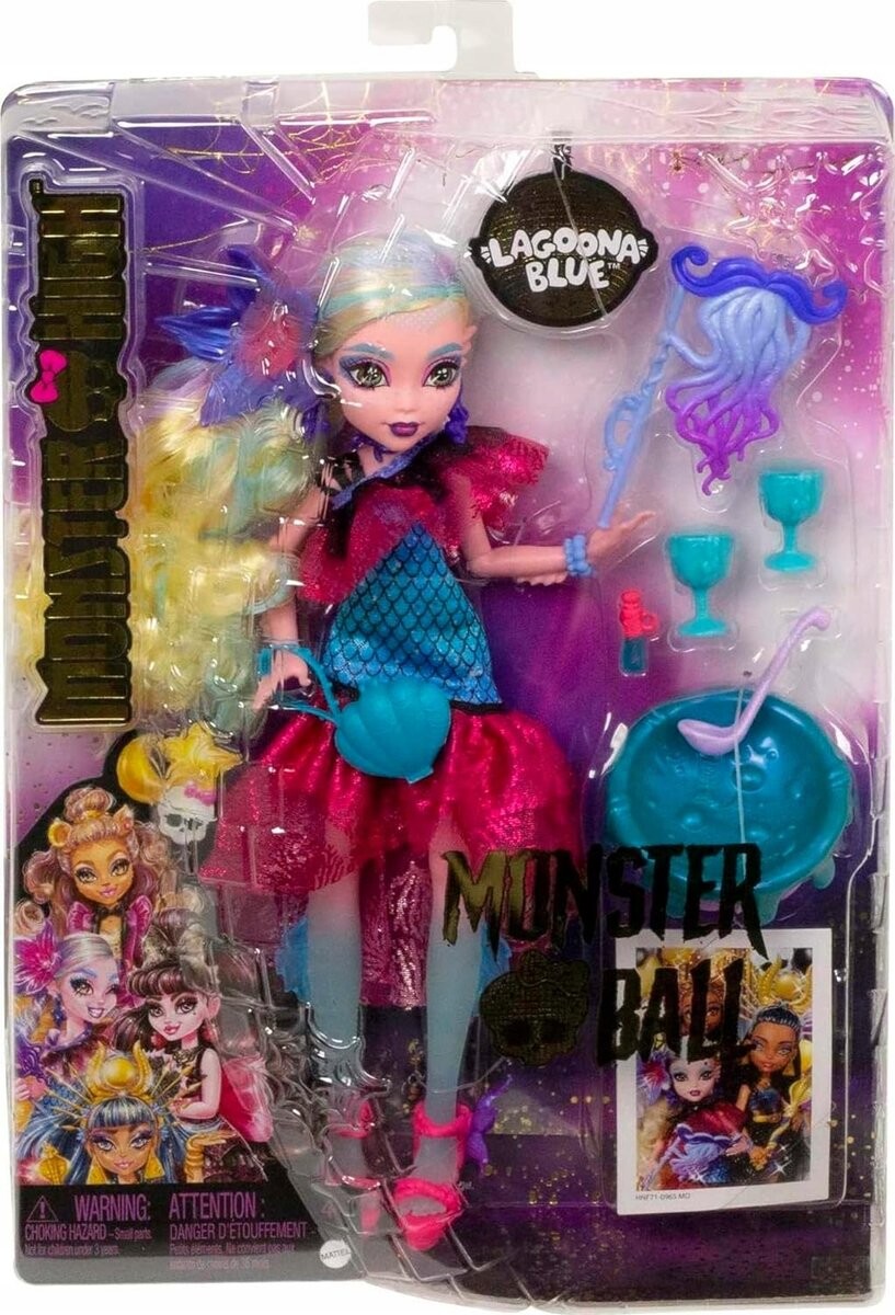 MONSTER BALL MONSTER HI DOLL Лагуна Блю в праздничном наряде Mattel
MONSTER BALL MONSTER HI DOLL Лагуна Блю в праздничном наряде Mattel