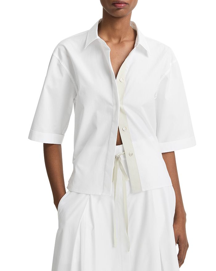 Короткий рукав, воротник, пуговицы, поплиновая рубашка Vince, белый
Короткий рукав, воротник, пуговицы, поплиновая рубашка Vince, белый