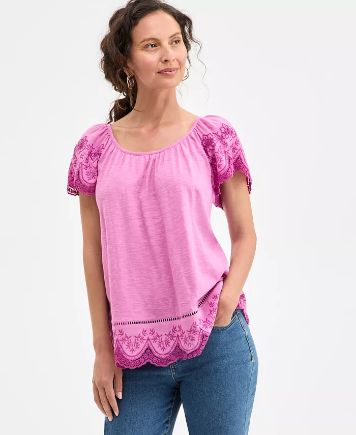 Повседневная блузка с вышивкой и расклешенными рукавами Petite Style & Co, фиолетовый
Повседневная блузка с вышивкой и расклешенными рукавами Petite Style & Co, фиолетовый