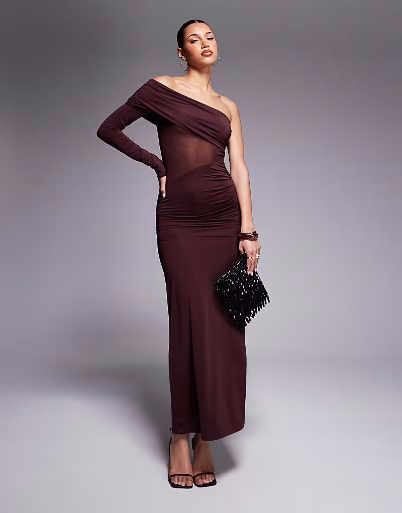 Платье макси на одно плечо с сетчатым вырезом ASOS DESIGN коричневого цвета
Платье макси на одно плечо с сетчатым вырезом ASOS DESIGN коричневого цвета