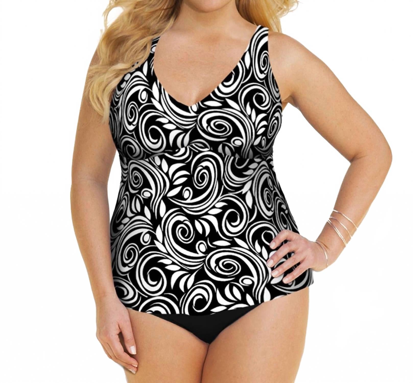 Топ танкини А-силуэта с рюшами - Plus в цвете Afm White Scroll Always for Me
Топ танкини А-силуэта с рюшами - Plus в цвете Afm White Scroll Always for Me