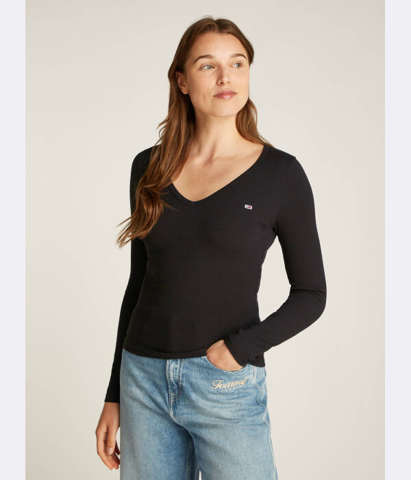 Блузка необходимая Slim fit Tommy Jeans, черный
Блузка необходимая Slim fit Tommy Jeans, черный