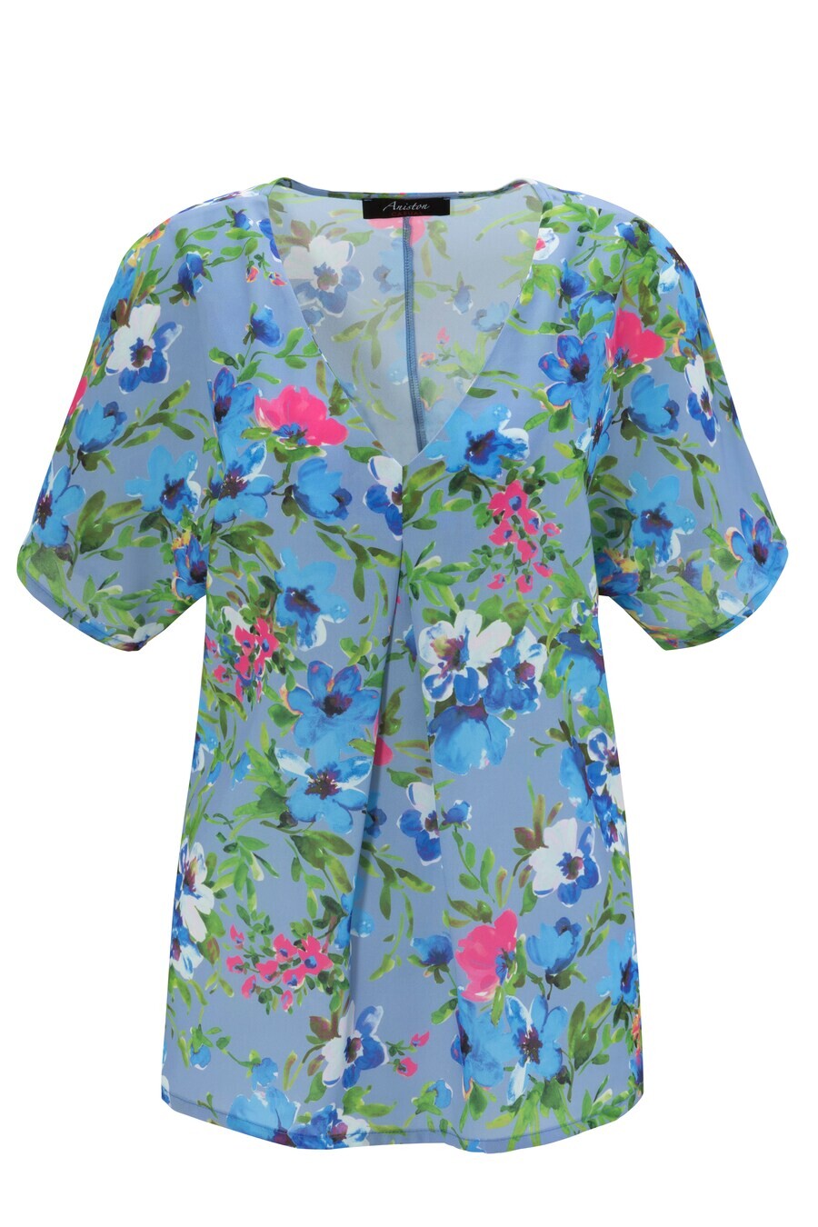 Блузка с коротким рукавом Aniston CASUAL Blouse, синий 
Блузка с коротким рукавом Aniston CASUAL Blouse, синий