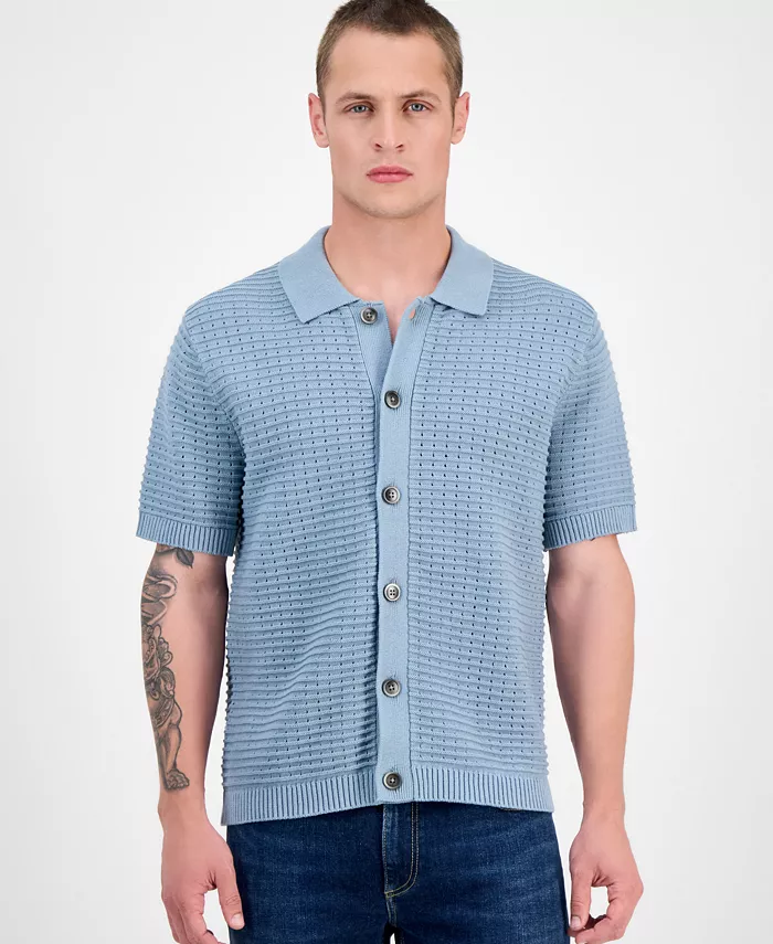 Мужской текстурированный вязаный кардиган Cooper с короткими рукавами на пуговицах Sun + Stone, синий
Мужской текстурированный вязаный кардиган Cooper с короткими рукавами на пуговицах Sun + Stone, синий