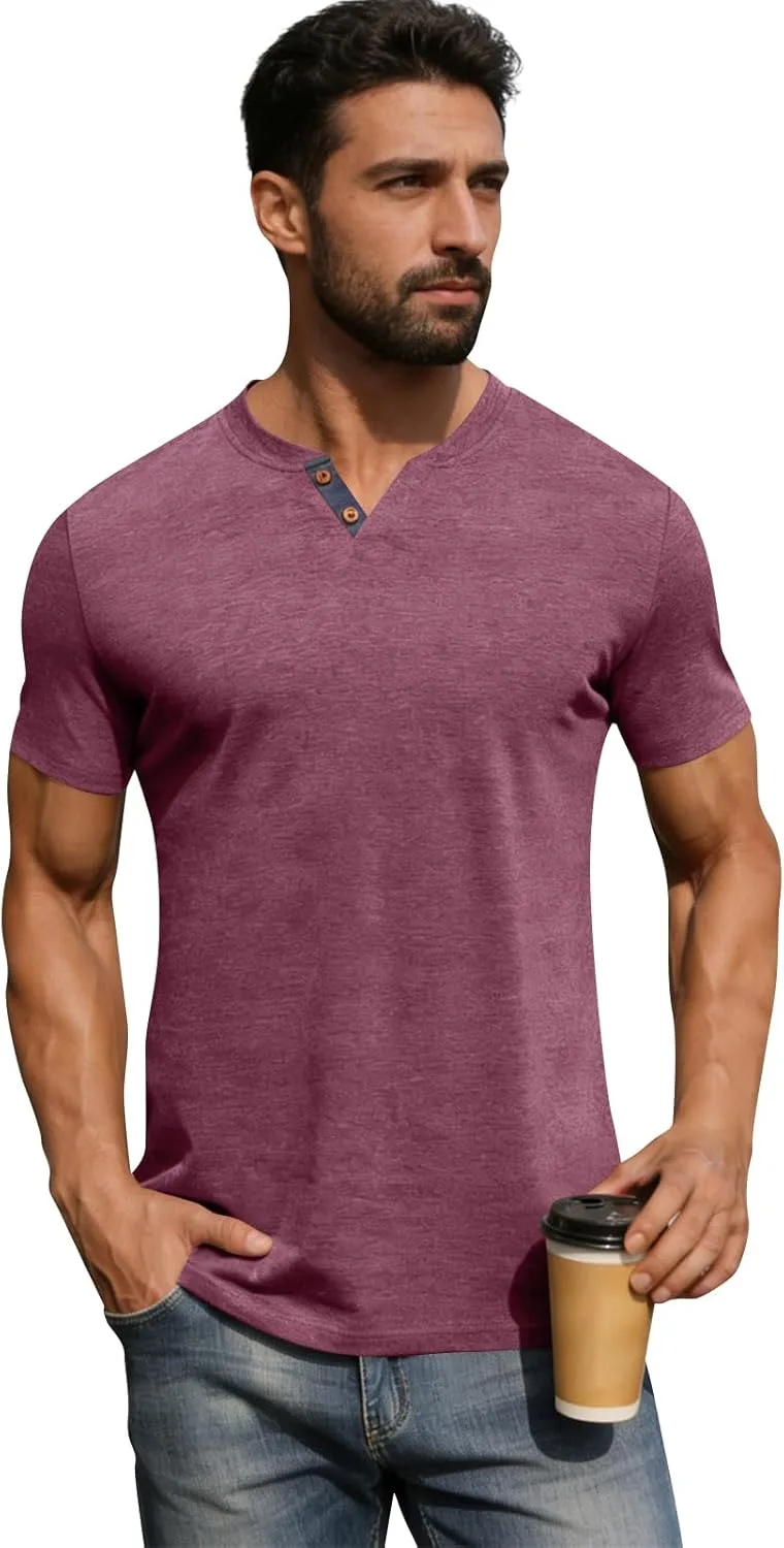 Мужская футболка хенли с коротким рукавом и V-образным вырезом ZsaeSM
Мужская футболка хенли с коротким рукавом и V-образным вырезом ZsaeSM