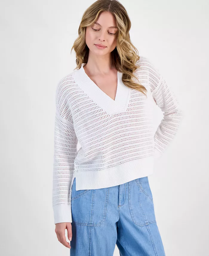 Женский свитер с V-образным вырезом из сетчатой ткани Nautica Jeans, белый
Женский свитер с V-образным вырезом из сетчатой ткани Nautica Jeans, белый