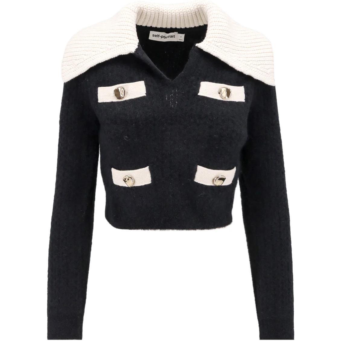 Свитер вязаный с пуговицами и детализированным принтом Self-portrait, черный
Свитер вязаный с пуговицами и детализированным принтом Self-portrait, черный