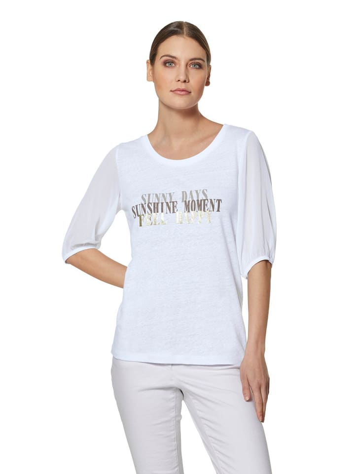 MADELEINE Белая футболка с круглым вырезом и шифоновыми рукавами, с принтом, Белый, MADELEINE Белая футболка с круглым вырезом и шифоновыми рукавами, с принтом
MADELEINE Белая футболка с круглым вырезом и шифоновыми рукавами, с принтом, Белый, MADELEINE Белая футболка с круглым вырезом и шифоновыми рукавами, с принтом