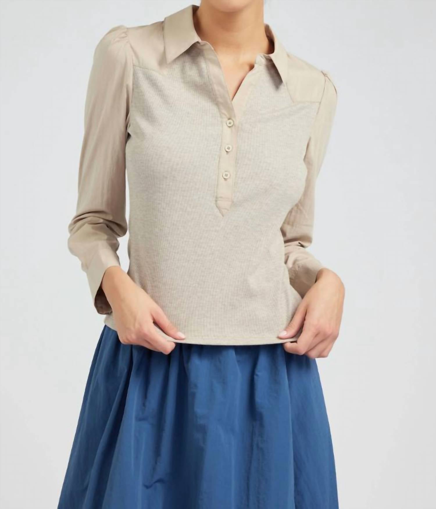 Вязаный топ с воротником в цвете таупе Current air, Taupe 
Вязаный топ с воротником в цвете таупе Current air, Taupe