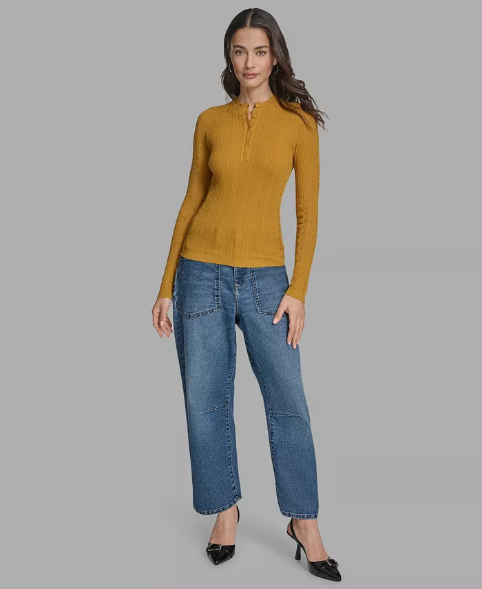 Женский свитер с длинными рукавами и воротником хенли из смешанной пряжи BCBG, золотой
Женский свитер с длинными рукавами и воротником хенли из смешанной пряжи BCBG, золотой