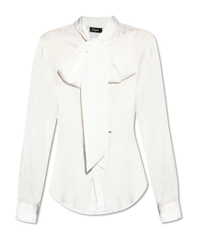 Блузка с декоративным бантом на вырезе. Dsquared2, белый
Блузка с декоративным бантом на вырезе. Dsquared2, белый