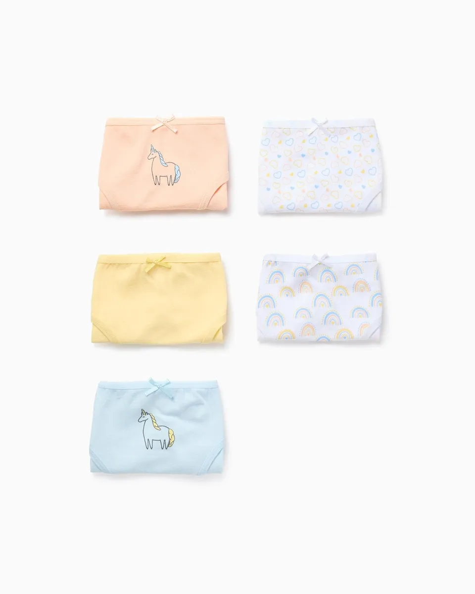 Набор из 5 детских трусиков для девочек с мотивами единорогов и радуг с бантиками Zippy, мультиколор
Набор из 5 детских трусиков для девочек с мотивами единорогов и радуг с бантиками Zippy, мультиколор