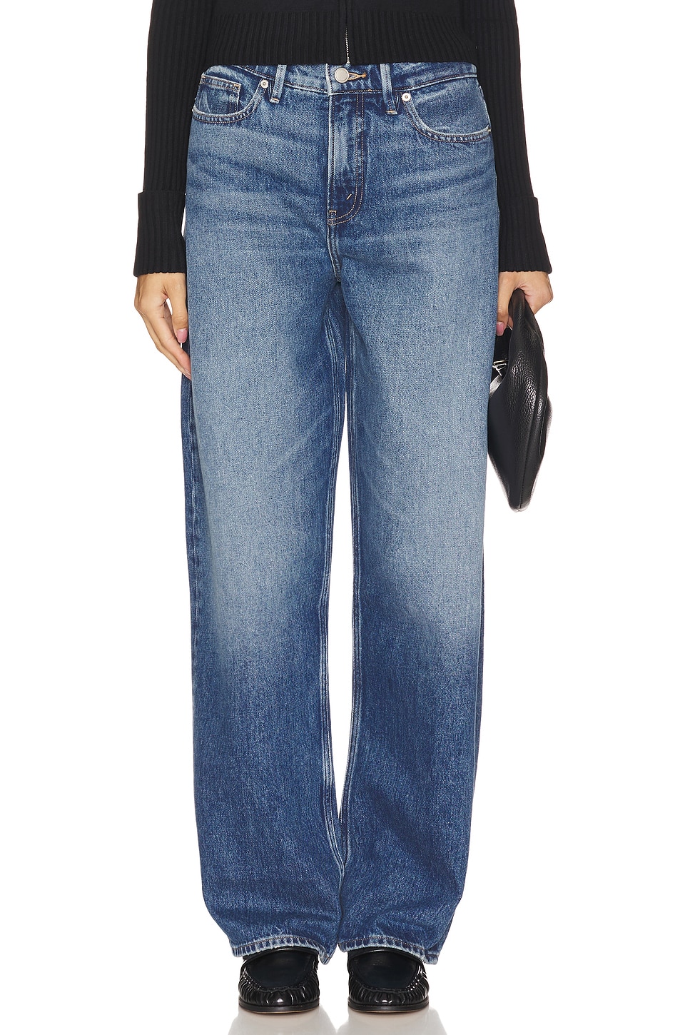 Хорошие джинсы-бочки Good American, индиго
Хорошие джинсы-бочки Good American, индиго