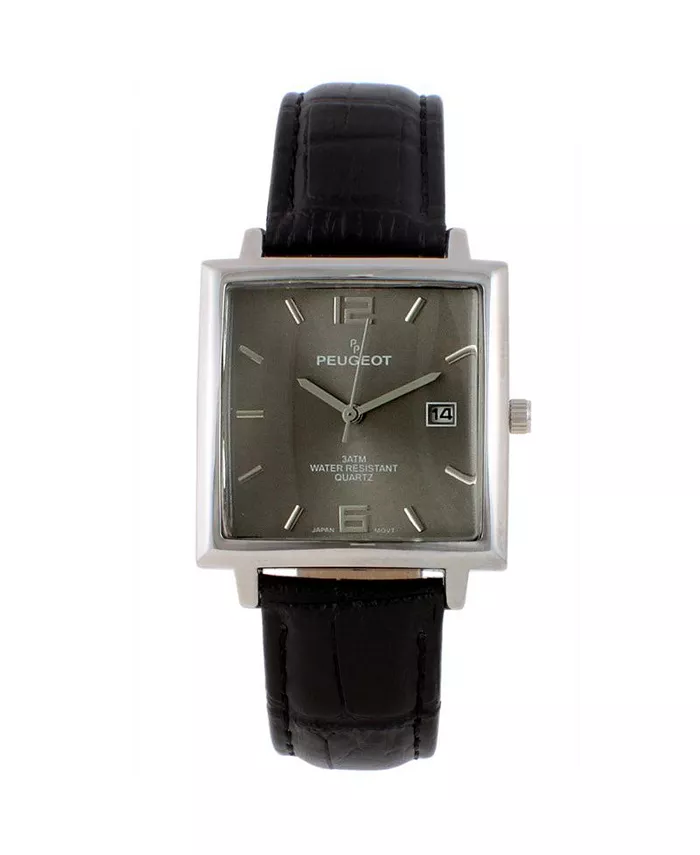 Мужские квадратные часы с серым циферблатом 35 мм на черном кожаном ремешке Peugeot
Мужские квадратные часы с серым циферблатом 35 мм на черном кожаном ремешке Peugeot