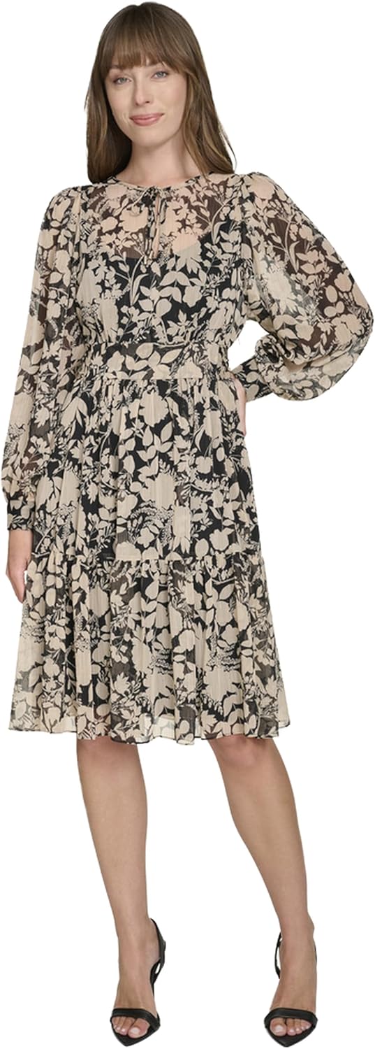 Женское платье Tommy Hilfiger с завязкой на горловине и манжетами, рукавами-фонариками, приталенным кроем и расклешенной юбкой длиной до колена, Black/Sand
Женское платье Tommy Hilfiger с завязкой на горловине и манжетами, рукавами-фонариками, приталенным кроем и расклешенной юбкой длиной до колена, Black/Sand