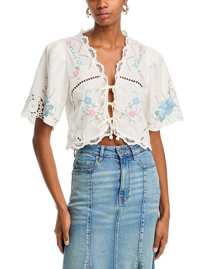 Топ Vesna с вышивкой и завязками спереди Sea, белый
Топ Vesna с вышивкой и завязками спереди Sea, белый