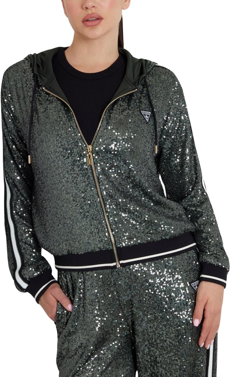 GUESS женская мини-свитшот с пайетками на молнии, Greenery
GUESS женская мини-свитшот с пайетками на молнии, Greenery
