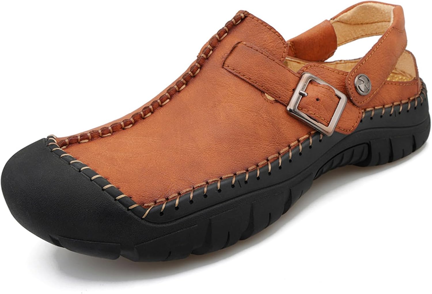 Мужские кожаные сандалии Lossarye с закрытым носком, летние, ручной работы, водонепроницаемые, нескользящие, на лето, для активного отдыха, пляжные шлепанцы, коричневый
Мужские кожаные сандалии Lossarye с закрытым носком, летние, ручной работы, водонепроницаемые, нескользящие, на лето, для активного отдыха, пляжные шлепанцы, коричневый