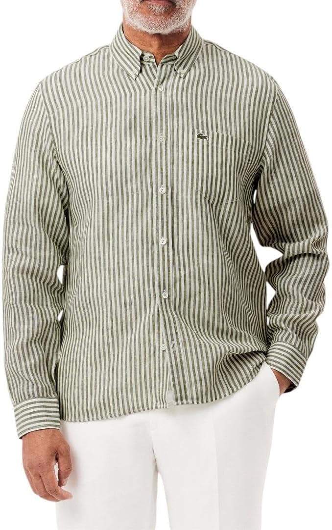 Lacoste мужская рубашка с длинным рукавом в полоску, Regular Fit, из коллекции Core Collection, Khaki/White Linen
Lacoste мужская рубашка с длинным рукавом в полоску, Regular Fit, из коллекции Core Collection, Khaki/White Linen