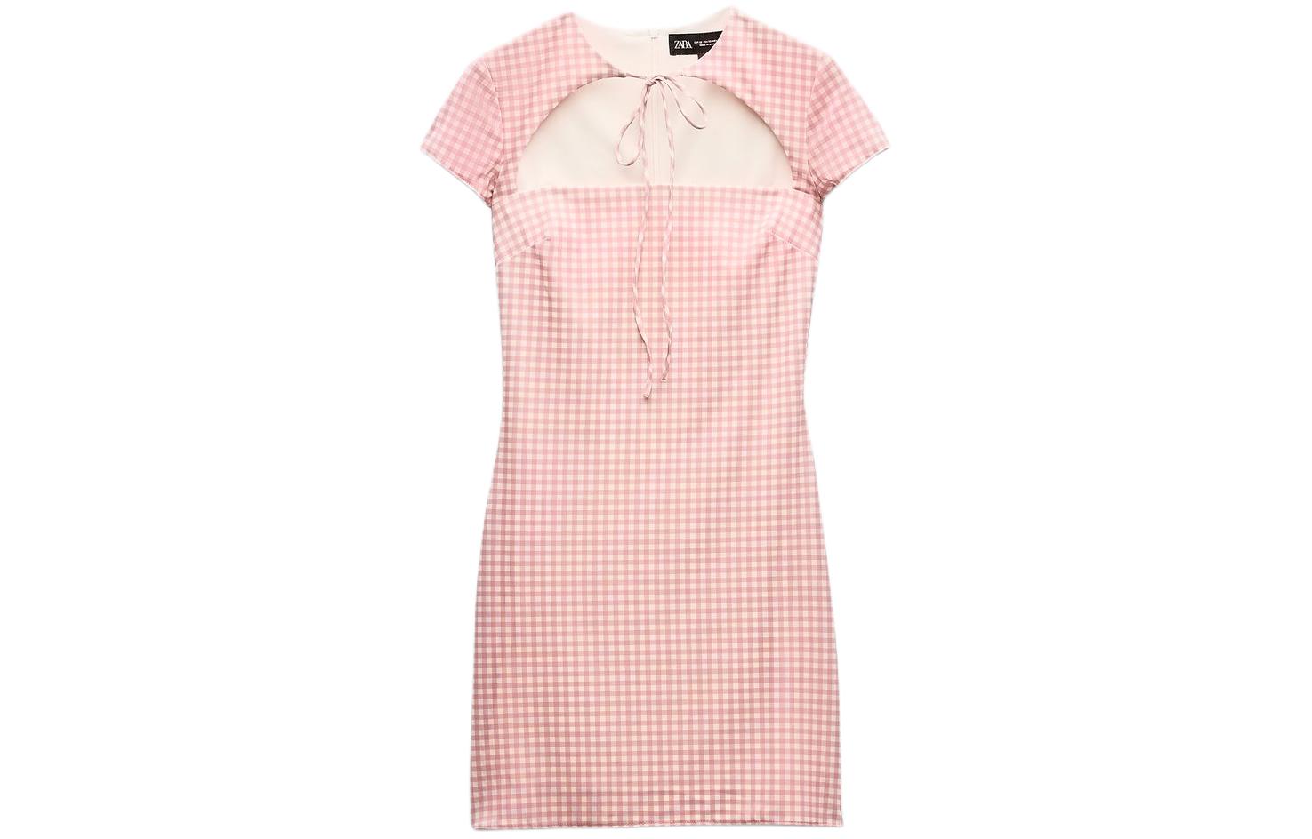 Короткое платье с короткими рукавами женское розово-белое ZARA
Короткое платье с короткими рукавами женское розово-белое ZARA