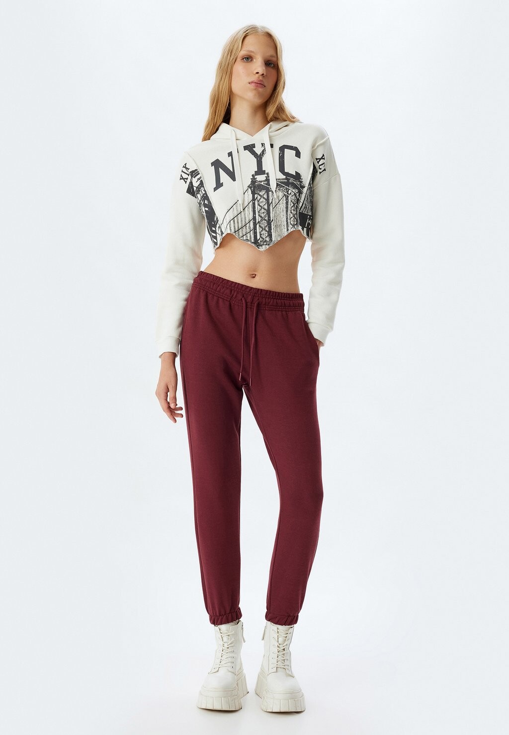 Спортивные брюки JOGGER Koton, бордовый 
Спортивные брюки JOGGER Koton, бордовый