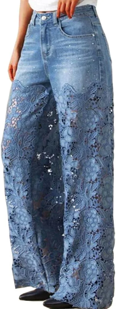 Джинсы женские High Waisted Wide Leg с кружевным пэчворком MRNYQBM
Джинсы женские High Waisted Wide Leg с кружевным пэчворком MRNYQBM