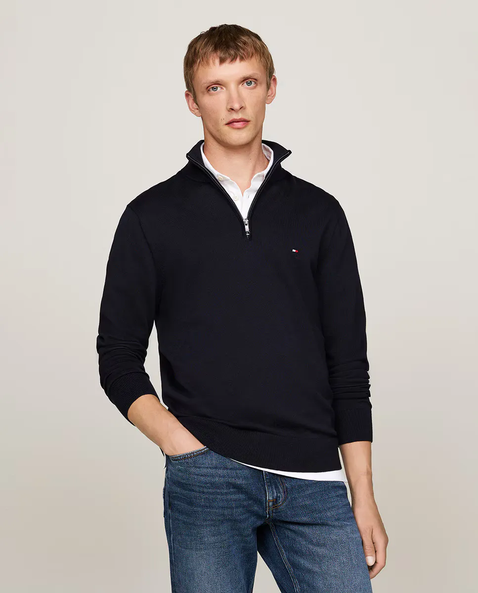 Мужской хлопковый свитер с полумолнией Tommy Hilfiger, темно-синий
Мужской хлопковый свитер с полумолнией Tommy Hilfiger, темно-синий