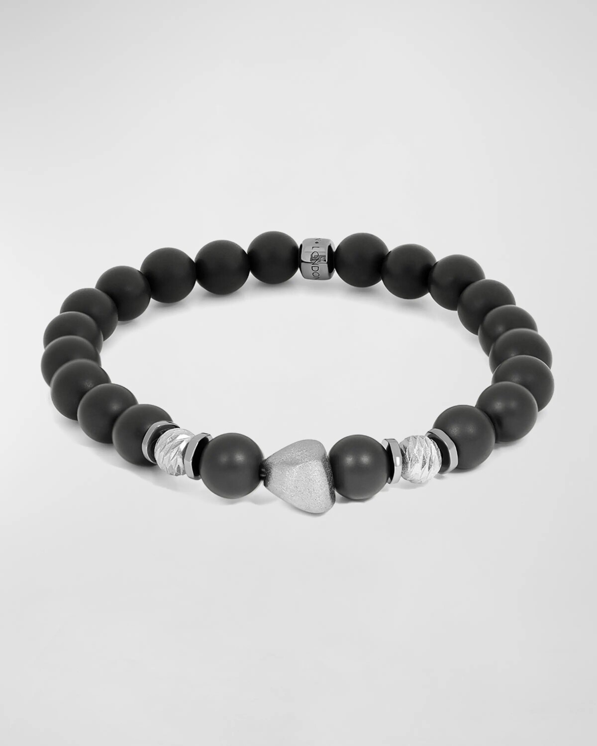 Мужской браслет из матового оникса с самородком черного родия Tateossian, цвет Onyx 
Мужской браслет из матового оникса с самородком черного родия Tateossian, цвет Onyx