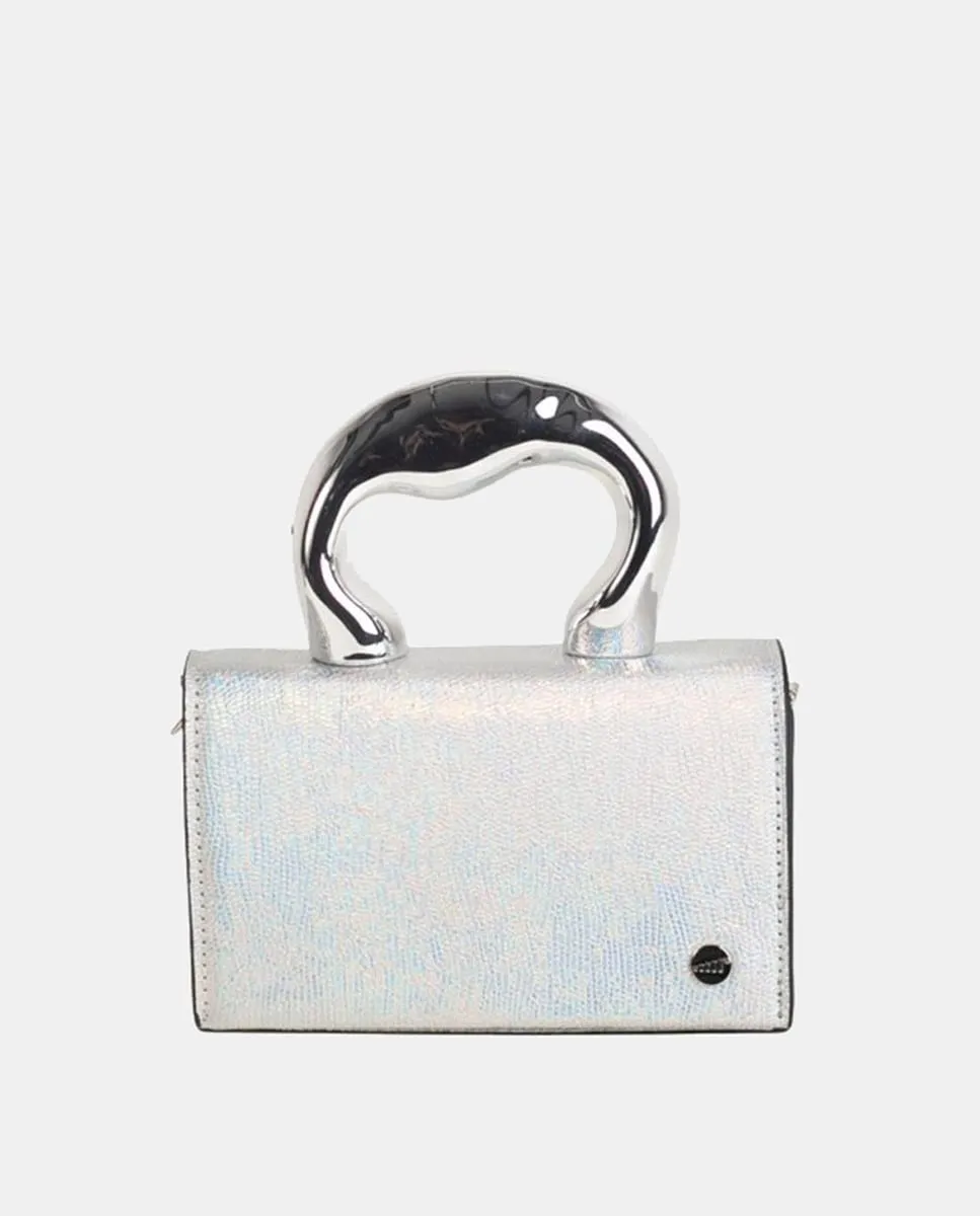 Сумка через плечо с клапаном и тиснением под рептилию Volum, серебряный
Сумка через плечо с клапаном и тиснением под рептилию Volum, серебряный