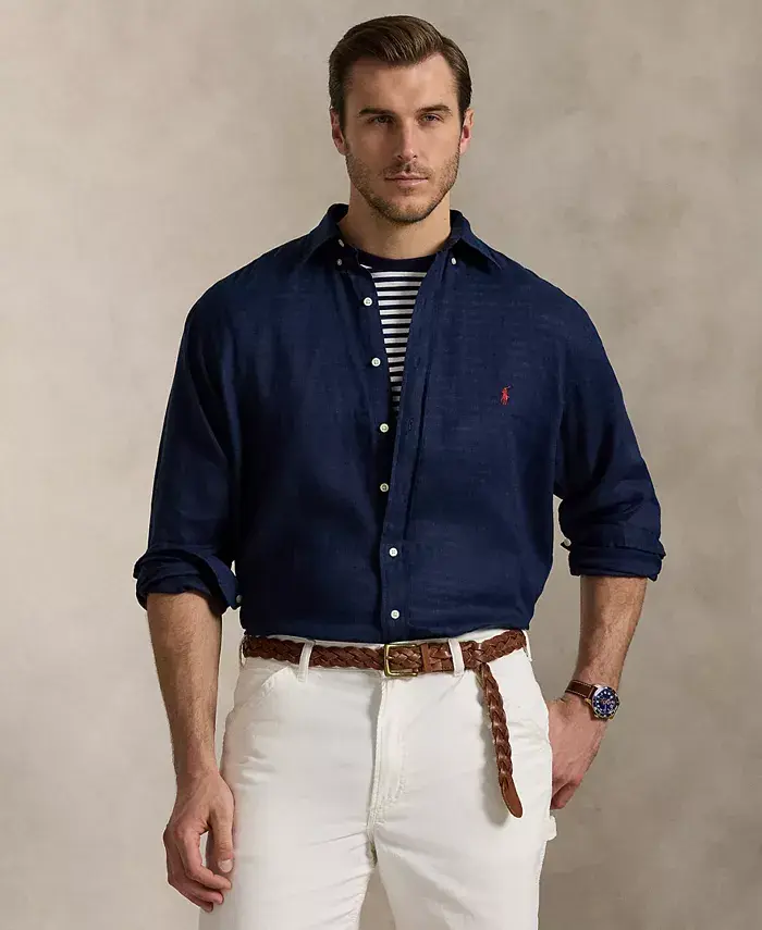 Мужская рубашка из льна Big & Tall Polo Ralph Lauren, синий
Мужская рубашка из льна Big & Tall Polo Ralph Lauren, синий