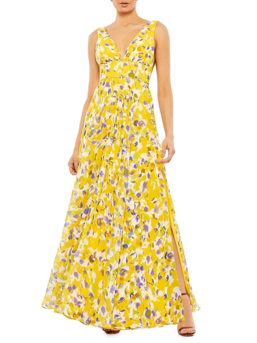 Платье из шифона без рукавов с V-образным вырезом и цветочным принтом Mac Duggal, желтый
Платье из шифона без рукавов с V-образным вырезом и цветочным принтом Mac Duggal, желтый