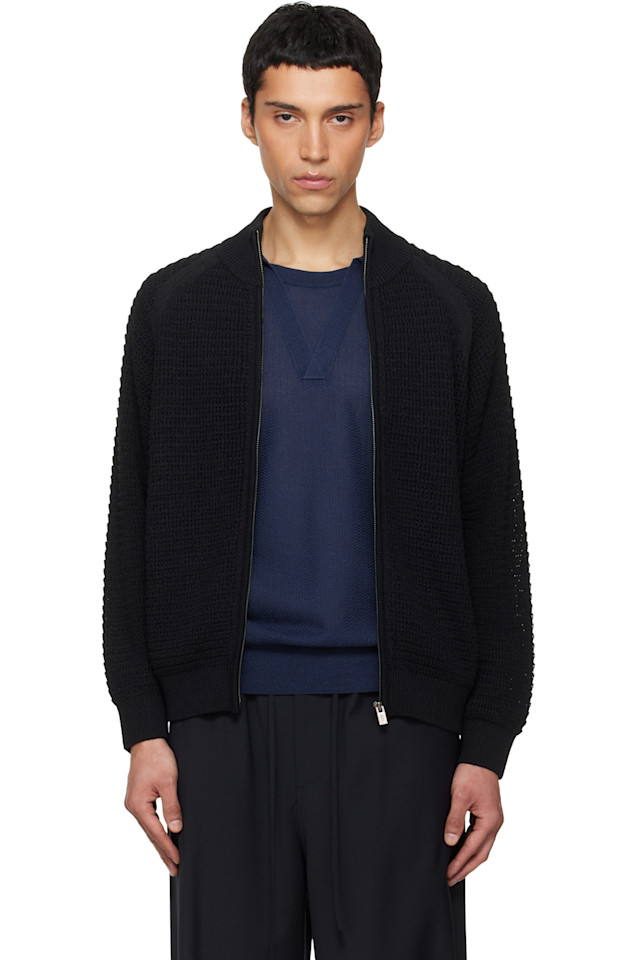 Кардиган с открытой вязкой на молнии Le17Septembre, черный
Кардиган с открытой вязкой на молнии Le17Septembre, черный